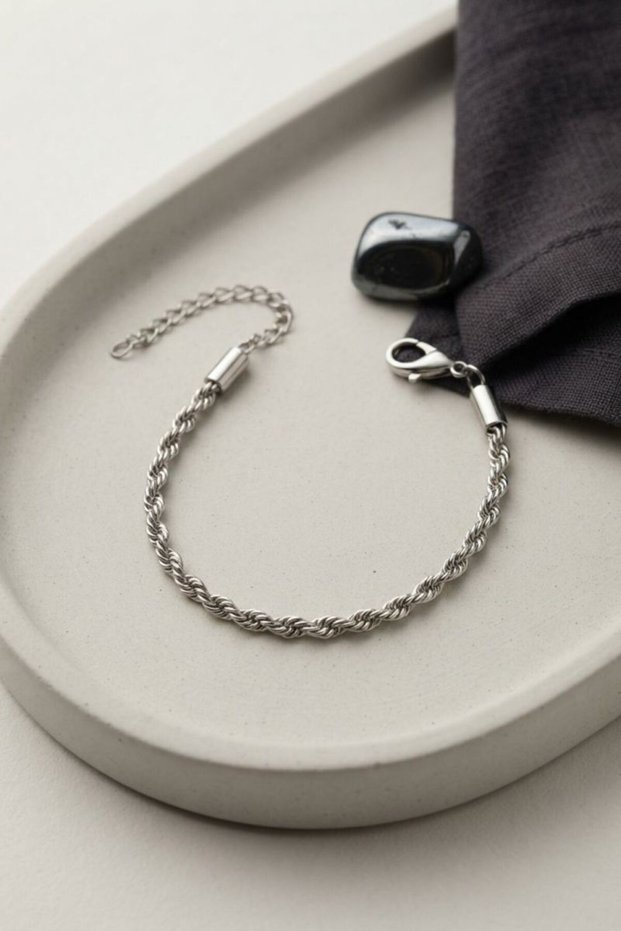 316L Steel Silver Color Twisted Chain Model Men's Bracelet Tj-Eb3789