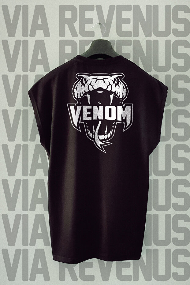Venom Back Printed Zero Sleeve Crew Neck Sports Tshirt