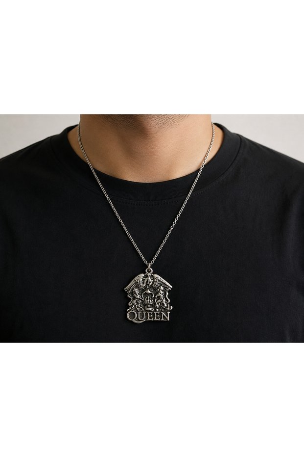 Queen Rock Band Emblem Silver Color Necklace Special Gift for Music Lovers