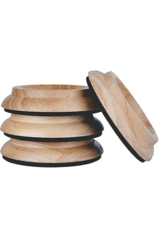 A set of 4 straight-roller piano cups, with high-quality hardwood furniture legs, in natural color.
