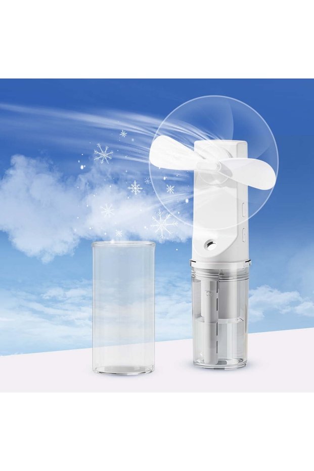 Portable misting fan, handheld fan with water mist, personal mini travel fan suitable for home and office, men, women, and girls (white).