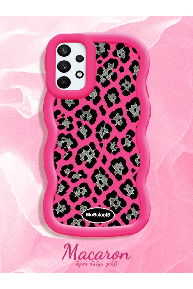 Samsung Galaxy A73 Compatible Wavy Frame Leopard Print High Quality Silicone Phone Case