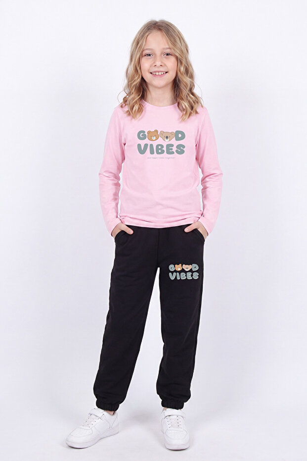 Girls' Printed Long Sleeve Tracksuit Set