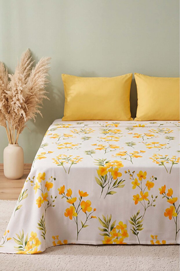 Yellow Daisy Double Printed Pique & Bedspread 210X230 cm