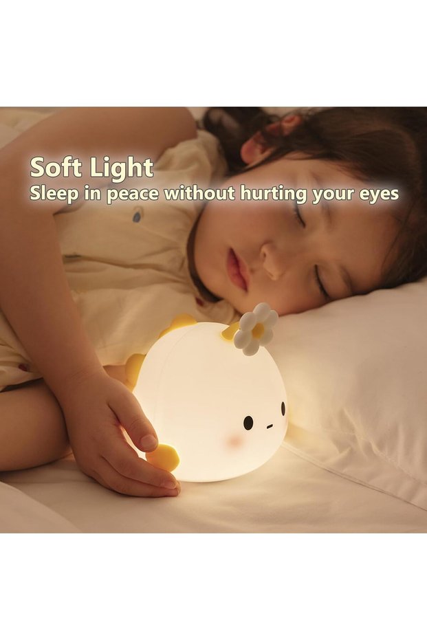 Cute cartoon flower & fish-shaped baby room night light - Made w/safe silicone soft LED lights - for decorating a toddler's ocean-themed room