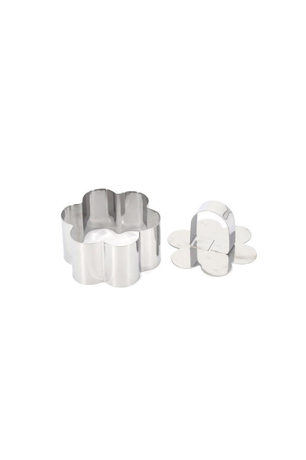 6-Piece Set, Stainless Steel, Dessert Ring, Cake Ring, With Handle, Mold, For baking and making cakes, mousses and desserts, 8*3.8 cm, Silver