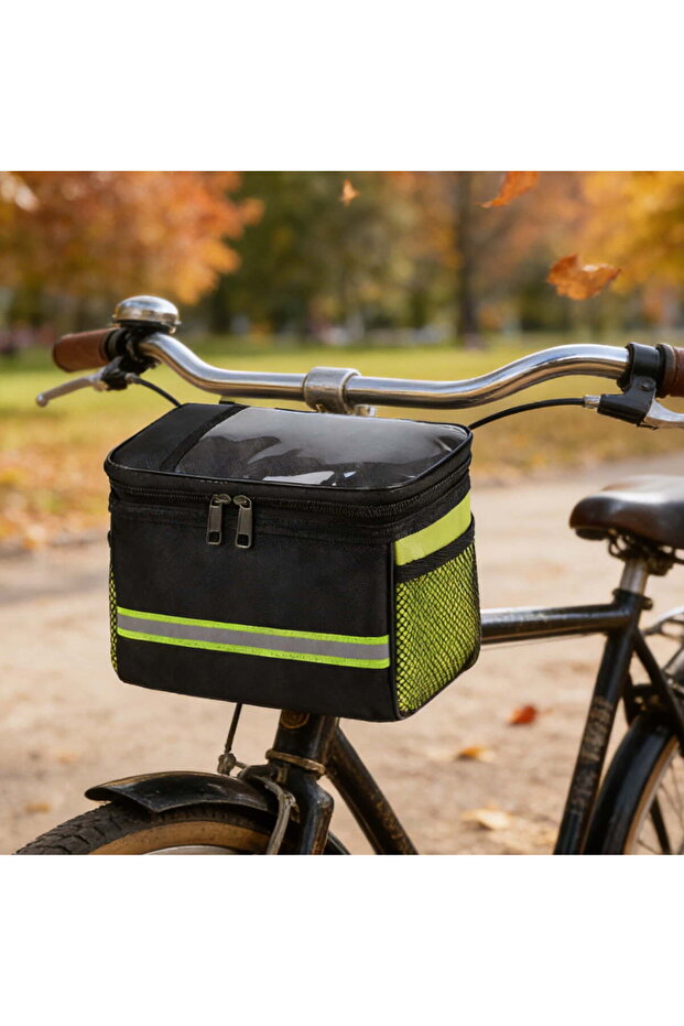Waterproof Front Bicycle Handlebar & Top Tube Bag with Phone Holder (green).