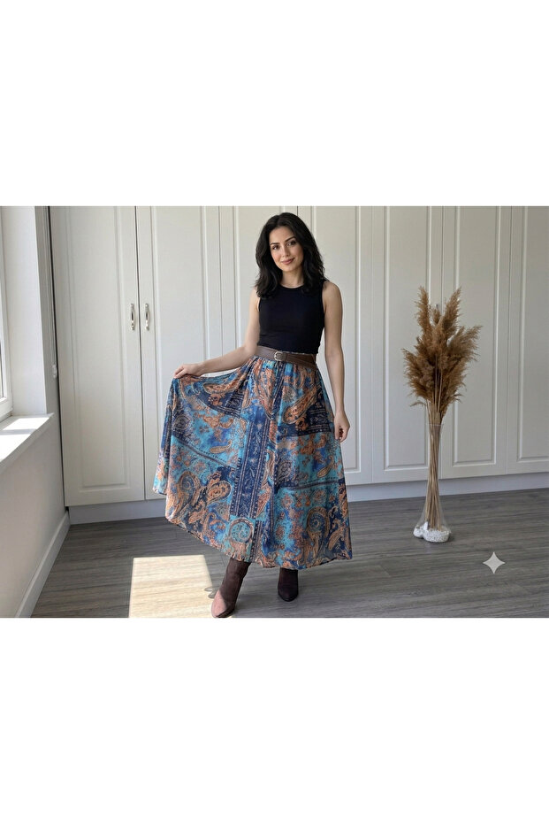 Women's Authentic Belted Lined Long Tulle Skirt