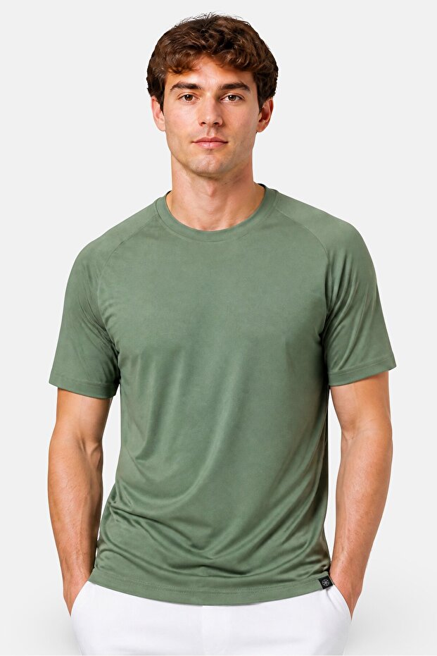 Men Slim Fit Short Sleeve Training T-Shirt, Dark Green