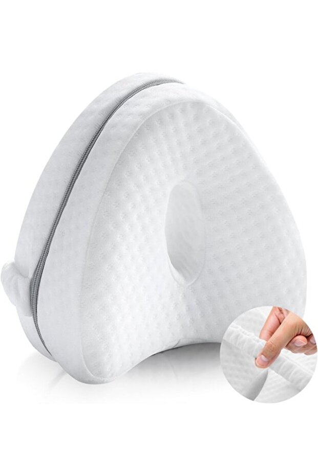 Memory Foam Leg Elevation Pillows for Men/Women, Side Sleepers - Relief from Sciatica, Leg Pain, Pregnancy - White Cotton