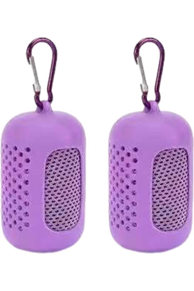 2-Pack Quick-Drying Portable Microfiber Gym Towels with Silicone Case (Purple)