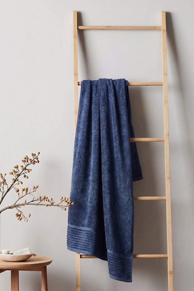 Ephesus Bath Towel Set, Set of 2, 60% Bamboo 40% Cotton, Navy Blue
