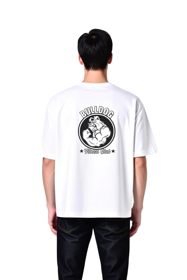Bulldog Fitness Club Printed Men's Oversize T-Shirt
