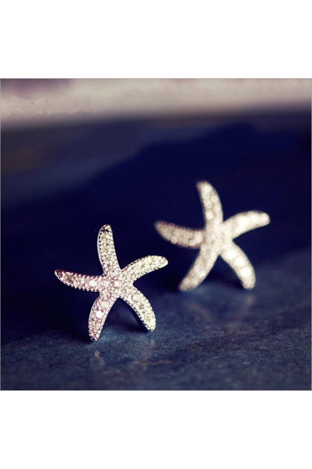 Silver New Fashion 925 Sterling Silver Jewelry Micro-embedded Crystal Starfish Personality Exquisite
