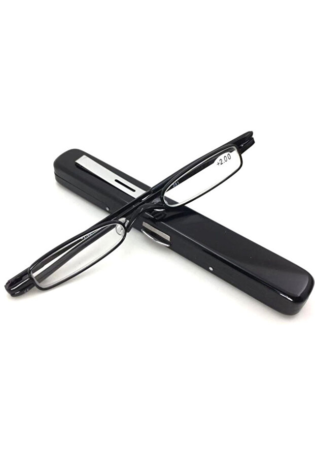 +150 black Portable Pen Holder Style Reading Glasses, Ultra-Light Metal, Anti-Blue Light, High-End G
