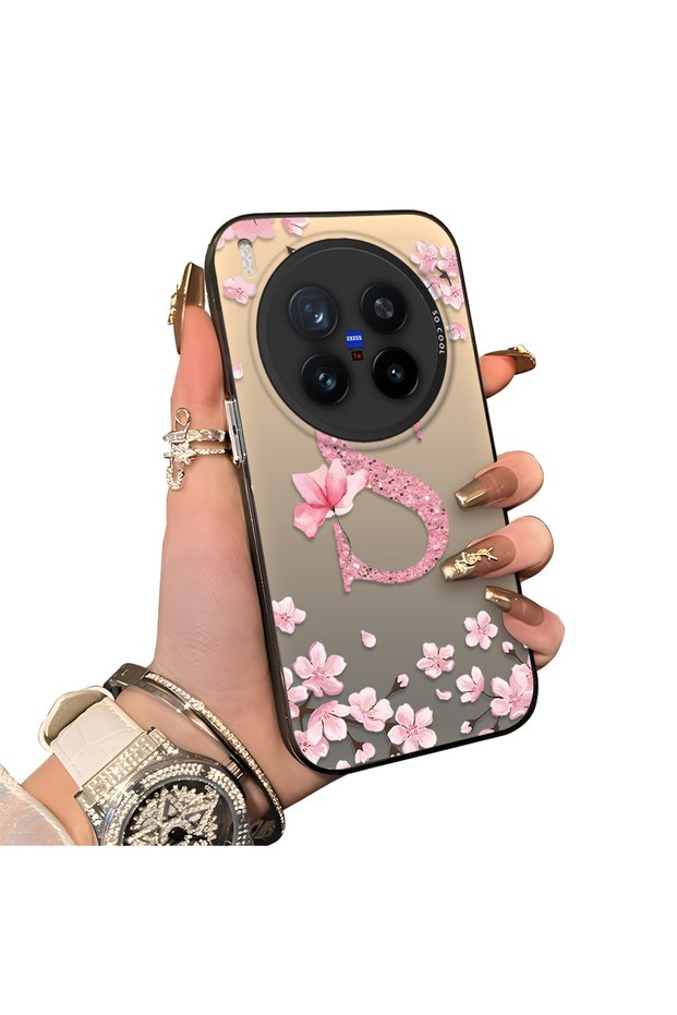Vivo X300 Pro Compatible Silicone Edge Hard Back Case Couple Phone Case with Letter S Pattern
