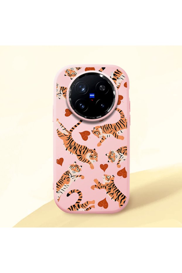 Vivo X200 Pro Compatible Shock-Absorbing Camera Protected Pink Silicone Case