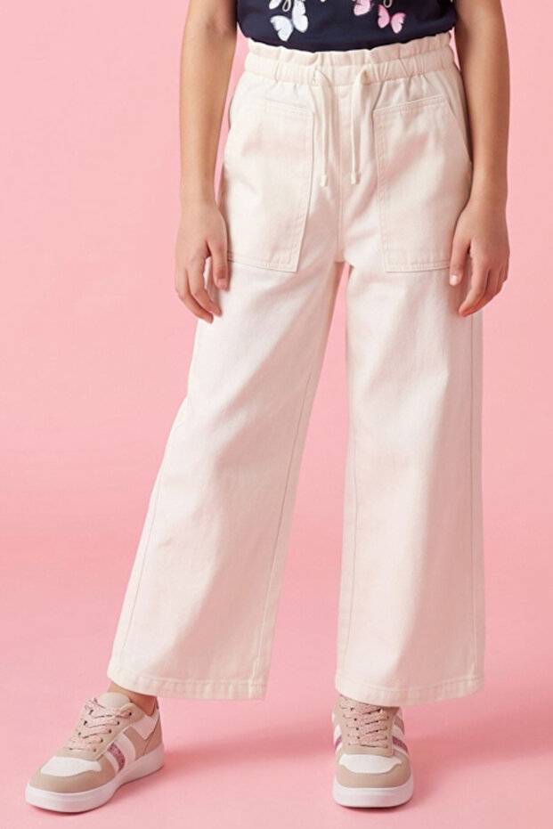 Solid Wide Leg Pants with Drawstring Waist