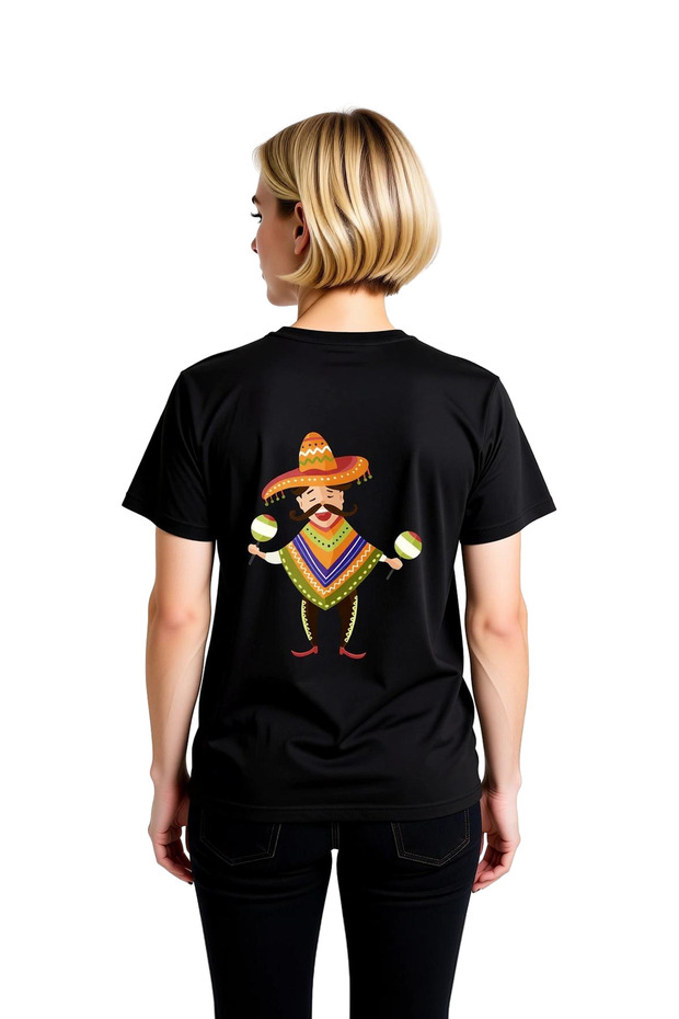 Women's Musician Printed Relaxed Fit Short Sleeve Round Neck Vector Art T-Shirt Comfortable Casual