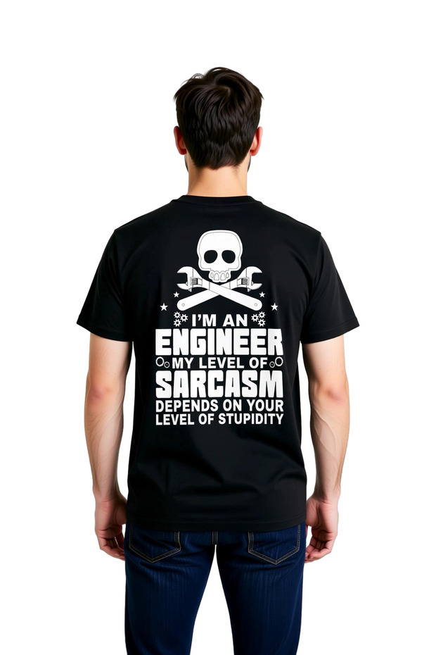 Men's Engineer Sarcasm Level Printed Short Sleeve T-Shirt 100% Cotton Relaxed Fit Casual Modern Stylish