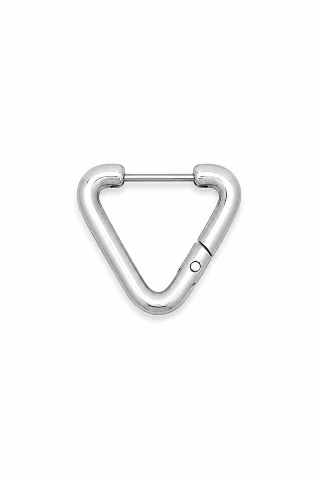 Unisex Silver Color Surgical Steel Triangle Figured Geometric Hoop Earring 1 Piece