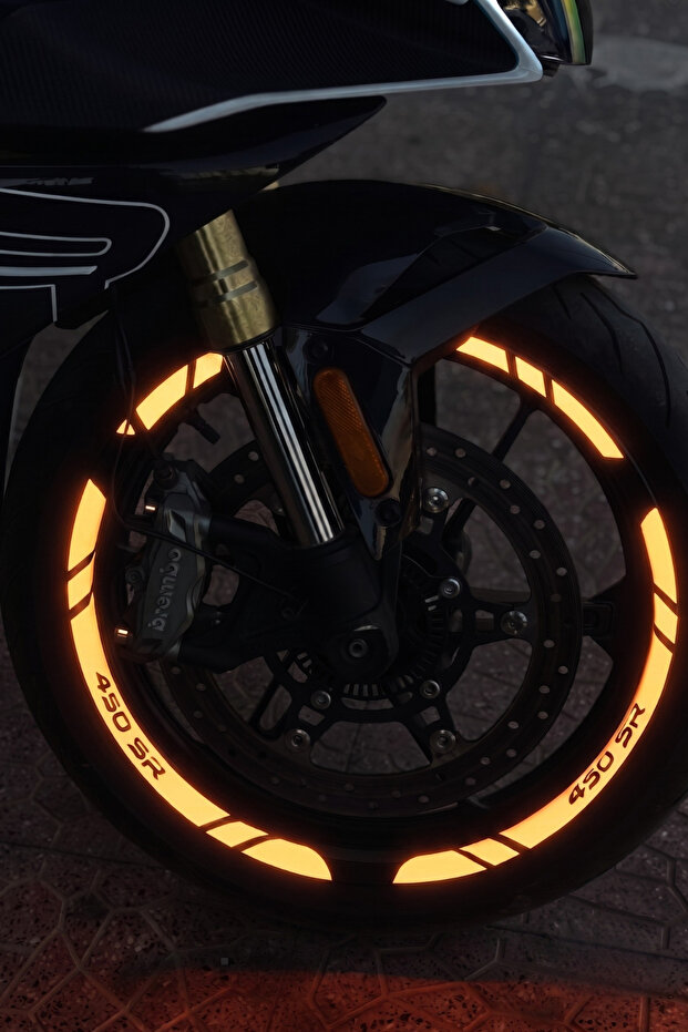 12 Pieces 450Sr Lettering Wheel Rim Stripe Sticker Set with Reflectors for Cfmoto 450Sr