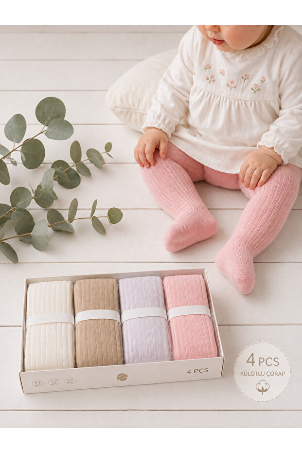 Newborn 0-12 Months Four-Piece Boxed Pantyhose Set