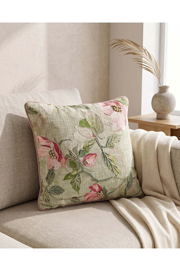 Green Embroidered Cushion
