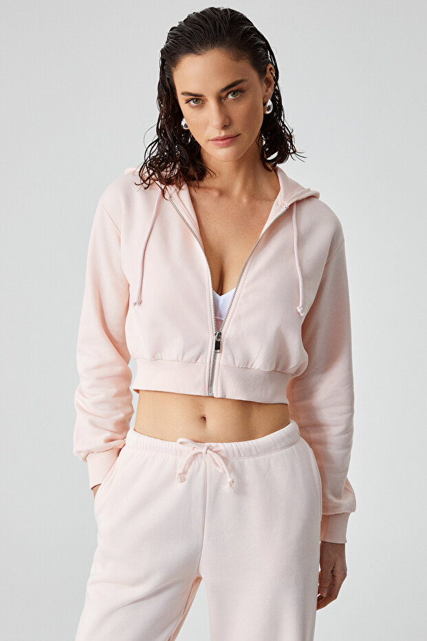Aruba Women's 100% Cotton Long Sleeve Crop Pink Sweatshirt
