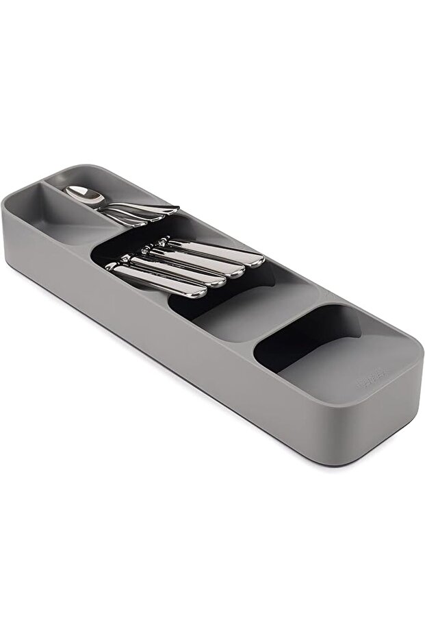DrawerStore Compact Utensil Organizer For Kitchen Drawer Silverware, Flatware Tray, Gr