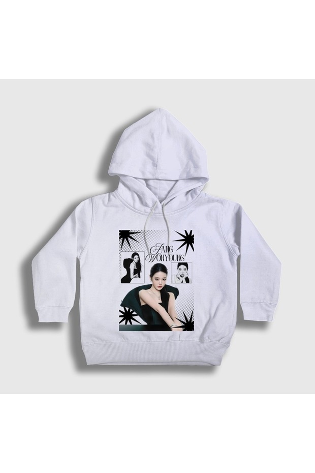 Unisex Kids White Sparkles Jang Wonyoung K-Pop Ive Hooded Sweatshirt 620668Tt
