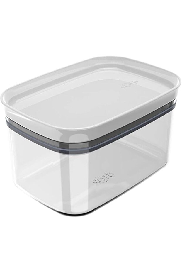 OB500BCF, Rectangular Small Airtight Pot with Lid 650 ml Kitchen Grocery Holder, color White, Polystyrene Silicone