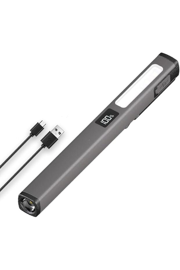 Rechargeable Pen Flashlight with COB Work Light ? Compact LED Pocket for Home, Car, and Emergencies,