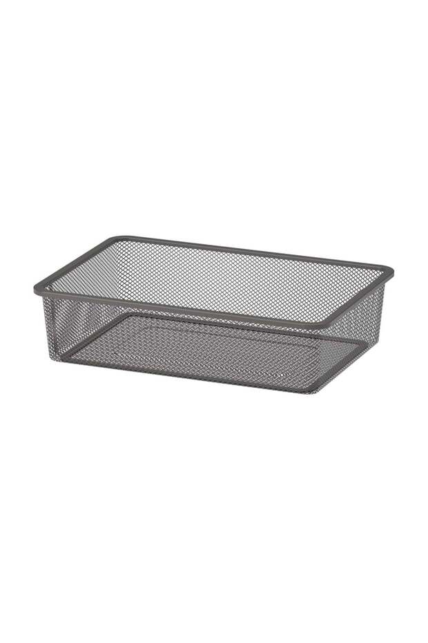 Mesh storage box, dark grey, 42x30x10 cm