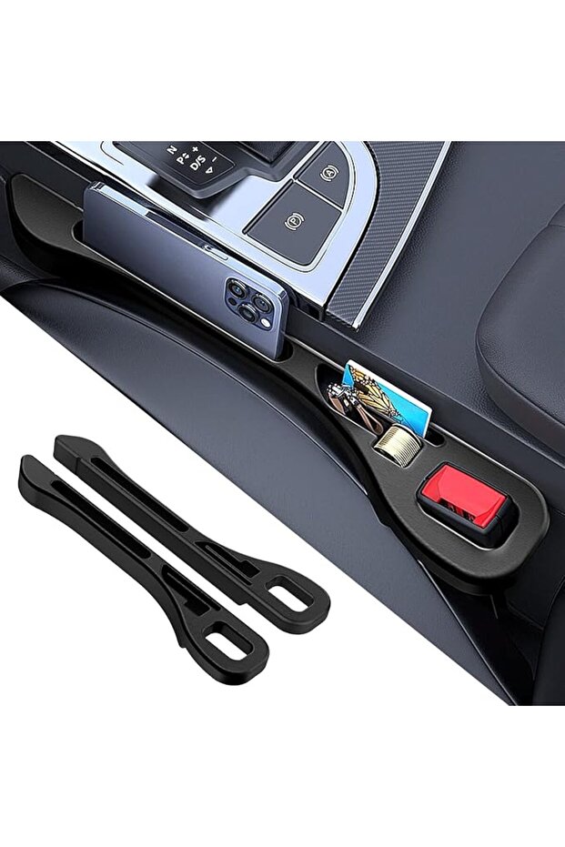 Car Seat Gap Filler Organizer 2 Pieces, Multi-Functional Side Console Storage Catcher with Built-in