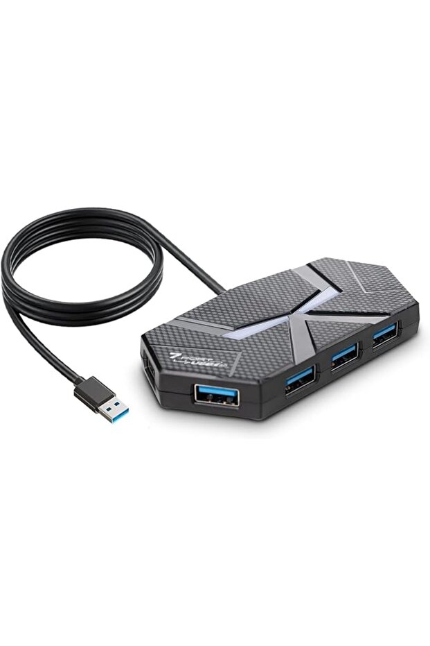 موزع USB 3.0، موزع USB بـ 7 منافذ مع كابل تمديد بطول 1.2 متر، موزع USB محمول، سرعة نقل بيانات تصل إلى 5 جيجابت في الثانية.