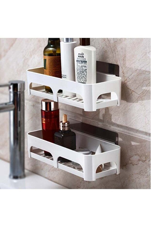 Bathroom shelf wall-mounted suction cup hole-free toilet sink rack 1pc