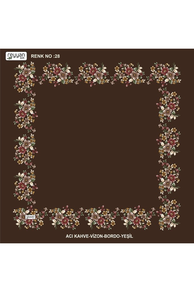 Bagged Flat Floral 90' Embroidered Yemeni Inner Tulle, 90X90 Cm, with Empty Center and Floral Edges