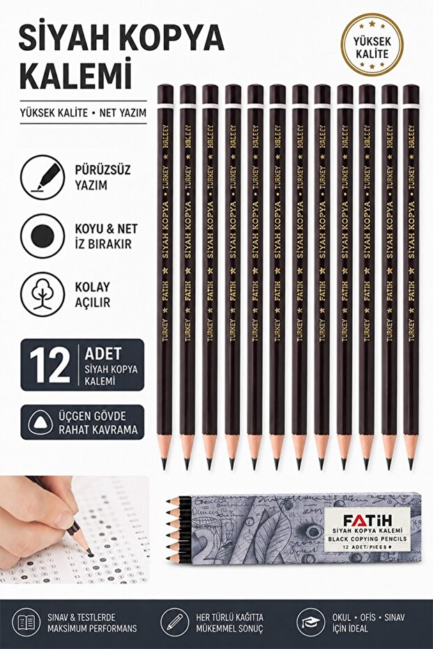Black Copy Pen 12 Pieces Fatih Dermo Black Copy Pen Leather and Skin Pen