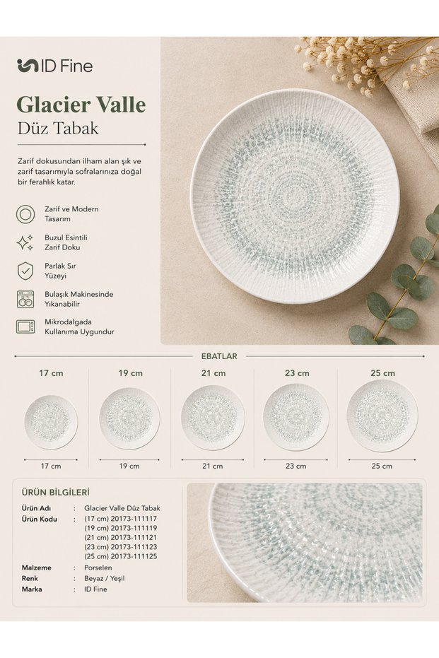 Glacier Valle Porcelain Flat Plate - Cake, Dessert, and Serving Plate