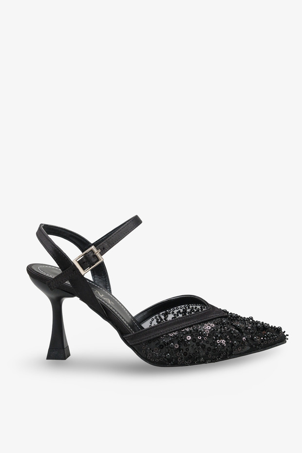 Women's Thin Heeled Stone Evening Dress Shoes Faesta Black