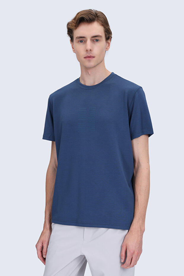 Navy Blue Regular Fit Crew Neck T-Shirt