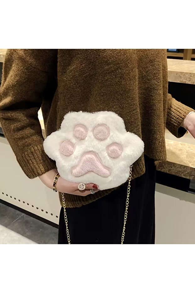 Plush Cat Paw Bag, Imported Paw Wallet with Chain Strap, Soft Makeup Bag, Pen Bag, High Quality