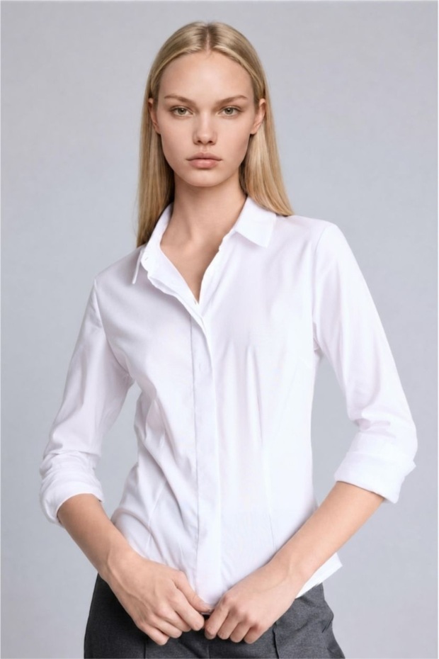 Women's Long Sleeve Shirt I5278Az/Wt36 Violet White