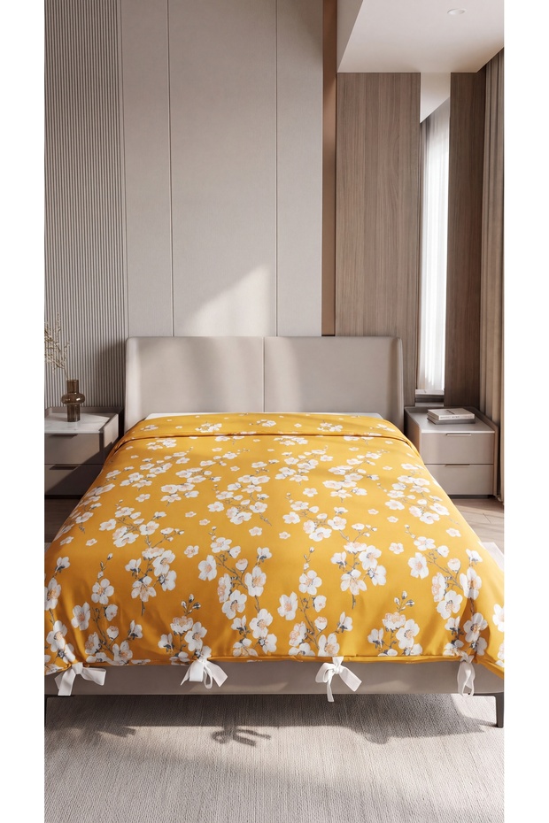 Double 100% Cotton Floral Duvet Cover 220X200 cm |   Lace-Up Quilt Cover