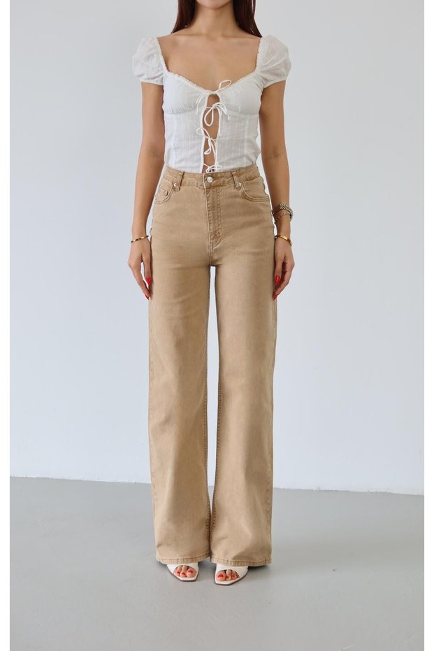 Women's Mustard High Waist Wide Leg Loose Denim Jeans