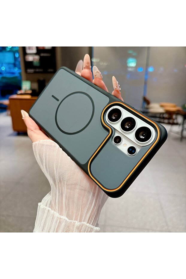 Galaxy S23 Ultra black Luxury Contrast Color Frosted Magnetic Phone Case for Samsung Galaxy S26 Plus