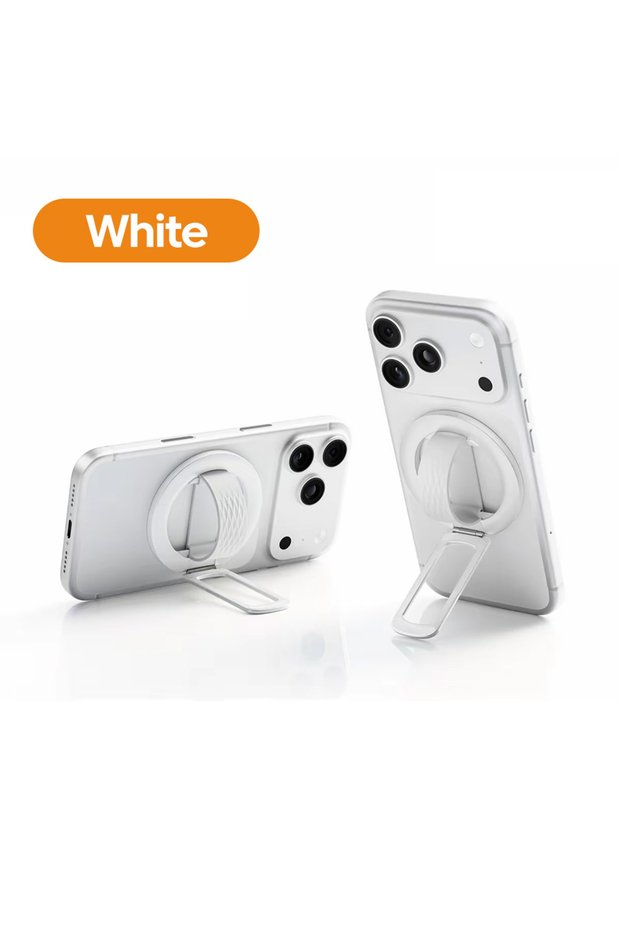 white MagSafe Magnetic Phone Ring Holder 180° Rotation Liquid Silicone Finger Grip Kickstand Double