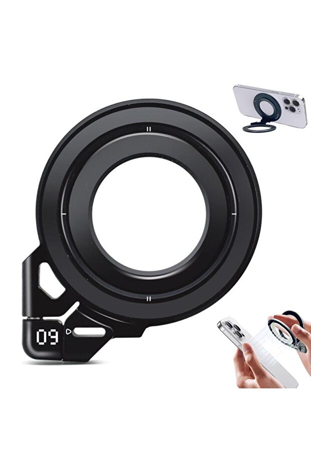 A Ultra-Thin Aluminum Magnetic Phone Ring Holder Foldable 360° Rotation Stand Glow-in-the-Dark Grip