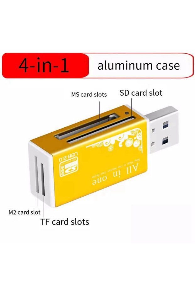 Gold 4In1 TF Micro SD M2 MS Memory Card Reader High Speed USB2.0 MMC Adapter Plug For Laptop Compute